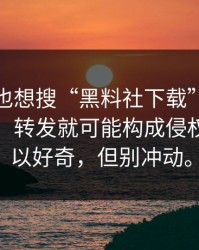 如果你也想搜“黑料社下载”，先看完这段：转发就可能构成侵权。你可以好奇，但别冲动。