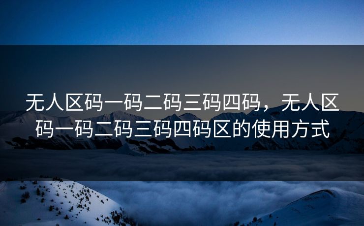 无人区码一码二码三码四码，无人区码一码二码三码四码区的使用方式