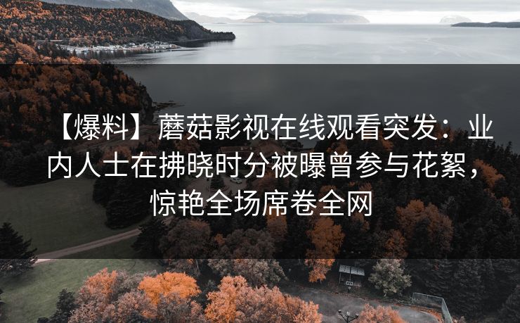 【爆料】蘑菇影视在线观看突发：业内人士在拂晓时分被曝曾参与花絮，惊艳全场席卷全网